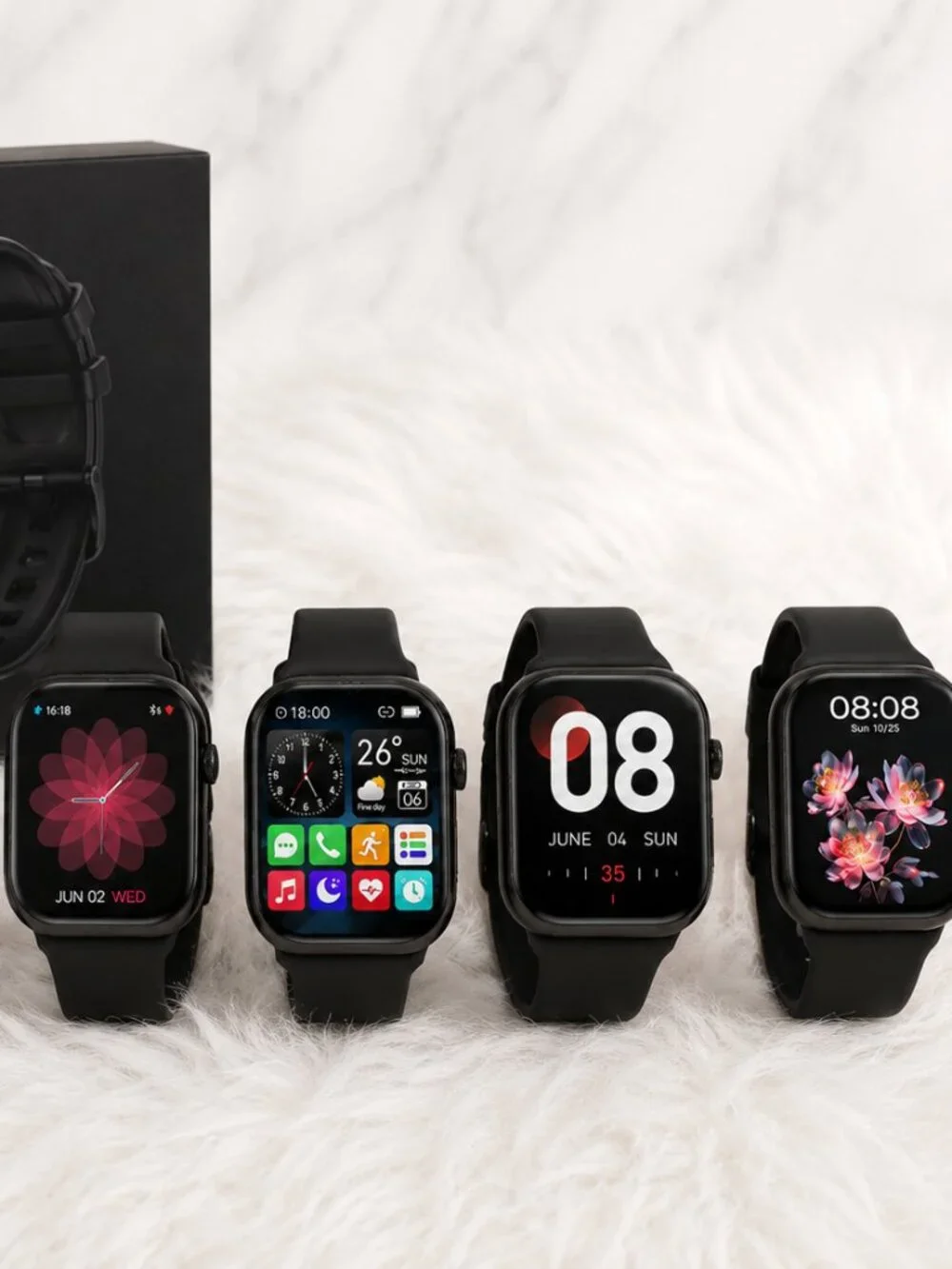 Bluetooth Smart Watch Black HD Fitness Tracker for iPhone Android
